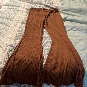 Camel Cable Knit Flare Pants